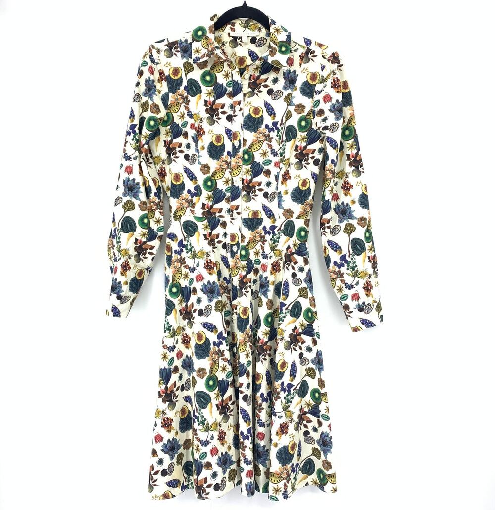 Antonio Melani Long Sleeve Shirt Dress Womens Size 2 Multicolor Fruit Print
